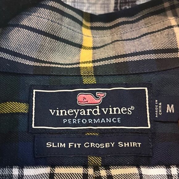 Vineyard Vines Slim Fit Crosby Navy Plaid Button Down Size Medium - Picture 5 of 6